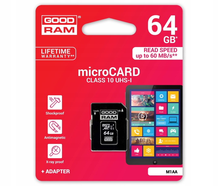 PS KARTA GOODRAM Micro SD 64GB, Class10 UHS + adapter. #LXND64GB