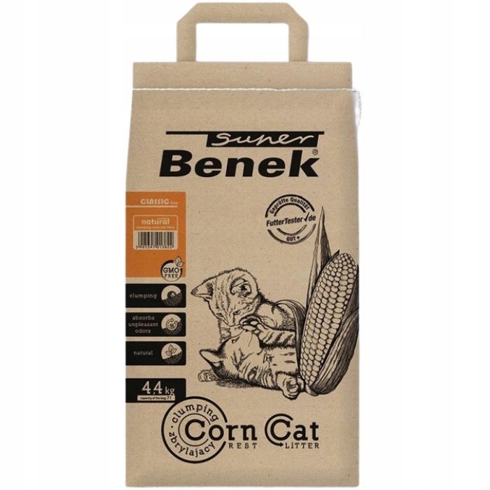 Żwirek kukurydziany dla kota Super Benek Corn Cat Naturalny 7l