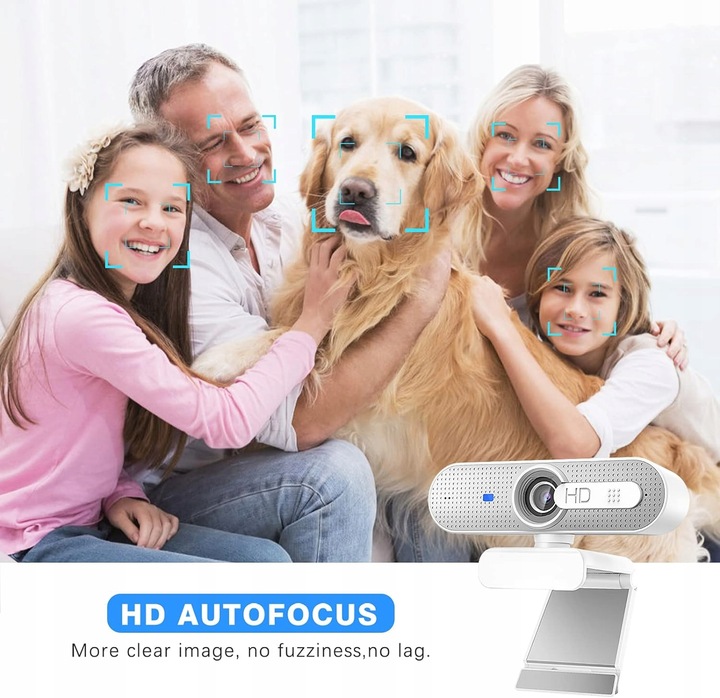 KAMERA INTERNETOWA KOMPUTEROWA ASHU USB 1080P SREBRNA AUTOFOKUS MIKROFON