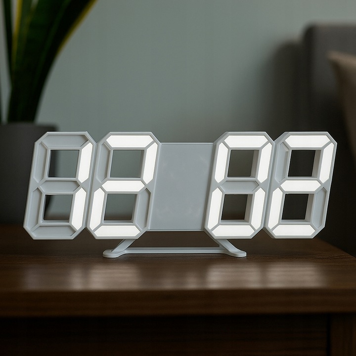 4w1 Zegar cyfrowy LED 3D ścienny stojący budzik termometr data alarm