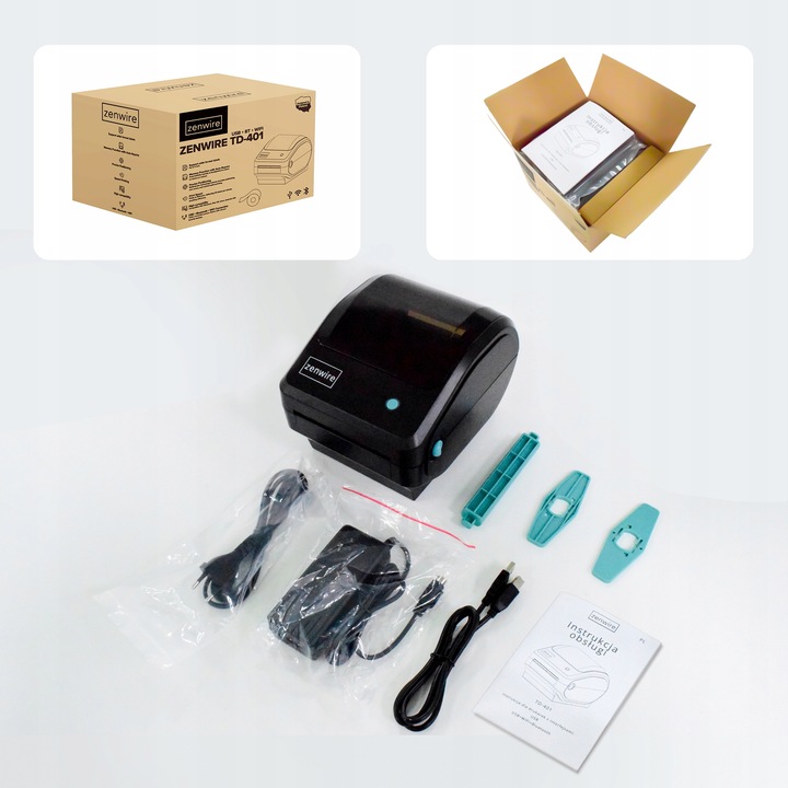 Drukarka Termiczna Etykiet Kurierskich Samoprzylepnych WiFi Bluetooth USB