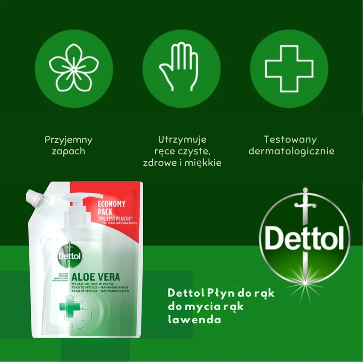 DETTOL mydło w płynie do rąk Zestaw 3x 500 ml z Aloesem