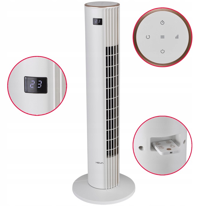 Wentylator kolumnowy HEVA MOX wiatrak podłogowy stojący cichy LED