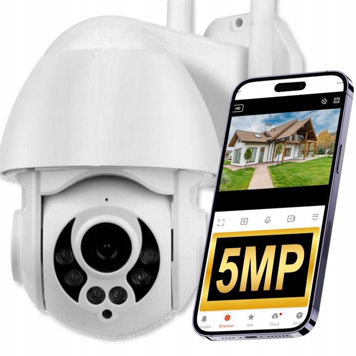 Kamera Wifi Zewnętrzna SMART 5MPx Obrotowa POLSKA APLIKACJA Śledzenie Ruchu