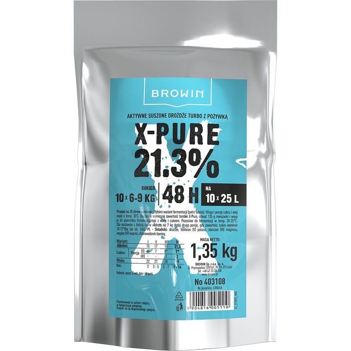 DROŻDŻE GORZELNICZE Turbo X PURE MEGAPACK 48h 21,3% 1.35 kg MEGA PACK
