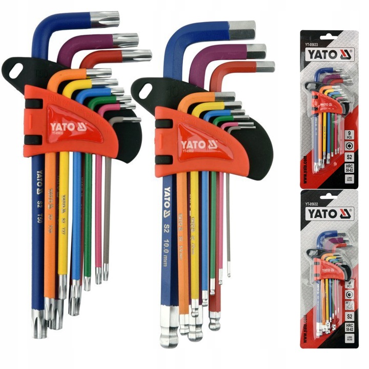 YATO ZESTAW KLUCZE IMBUSOWE TORX + IMBUS Z KULKĄ DŁUGIE T10-T50 1,5-10 18sz