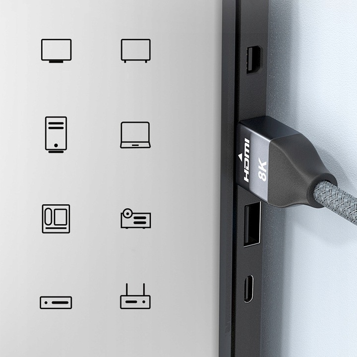 Kabel HDMI 2.1 PRZEWÓD ULTRA HIGH SPEED 8K/60HZ 4K/120HZ CERTYFIKOWANY