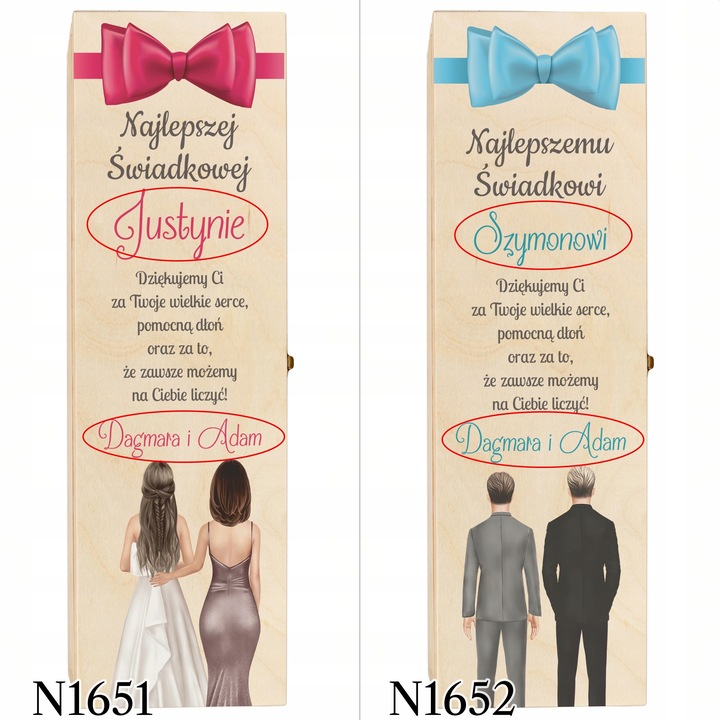 SKRZYNKI WINO PODZIĘKOWANIA DLA ŚWIADKA ŚWIADKOWEJ