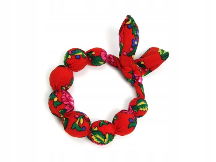 KORALE materiałowe góralskie czerwone KOMPLET