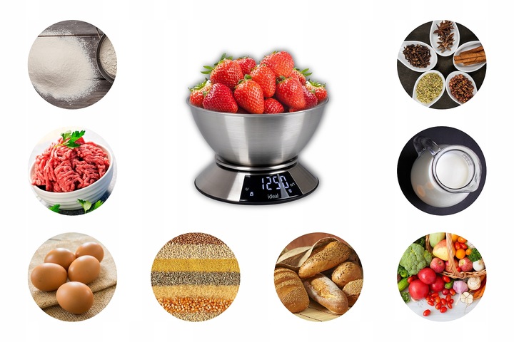 Waga kuchenna IDEAL elektroniczna z MISKĄ PRECYZYJNA DOTYKOWY PANEL