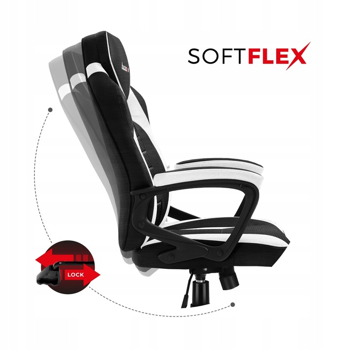 Fotel Gamingowy Gracza obrotowy Tilt HUZARO Force Force 2.5 WHITE MESH