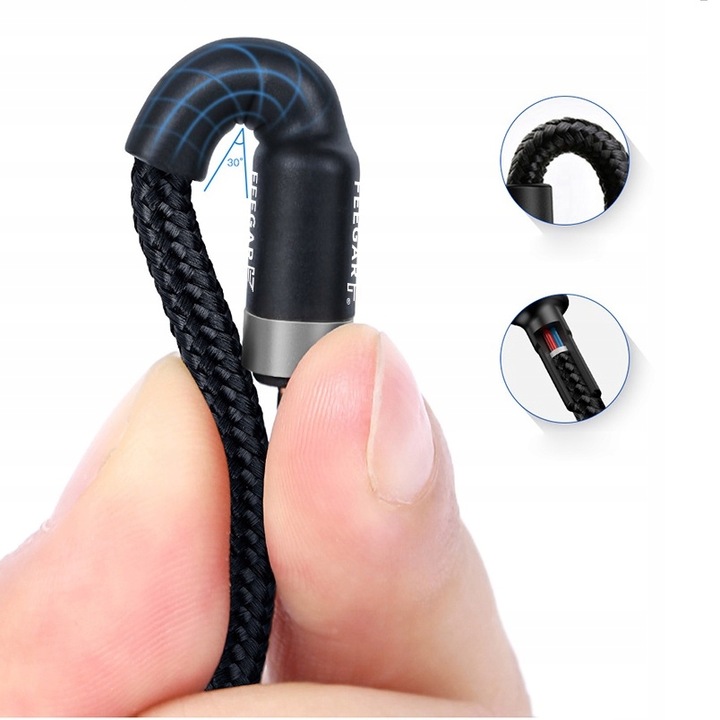 Feegar Kabel USB Lightning do iPhone iPad nylonowy Szybkie Ładowanie