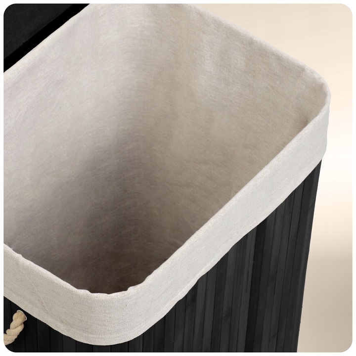 BAMBUSOWY KOSZ NA PRANIE BIELIZNĘ DUŻY POJEMNIK Z POKRYWĄ 72L