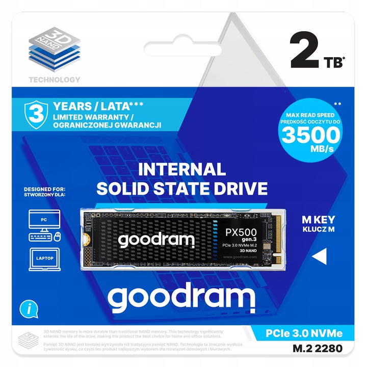 Dysk SSD GOODRAM PX500 1TB M.2 PCIe NVMe M.2 3300/2700