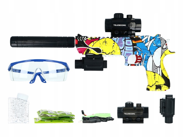 PISTOLET NA KULKI ŻELOWE KARABIN AUTOMATYCZNY AUTOMAT AKUMULATOR ŁADOWARKA