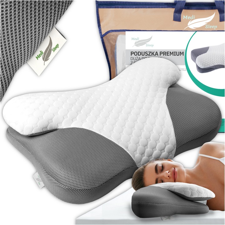 PODUSZKA ORTOPEDYCZNA Z WGŁĘBIENIEM DO SPANIA NA BOKU PROFILOWANA DUŻA