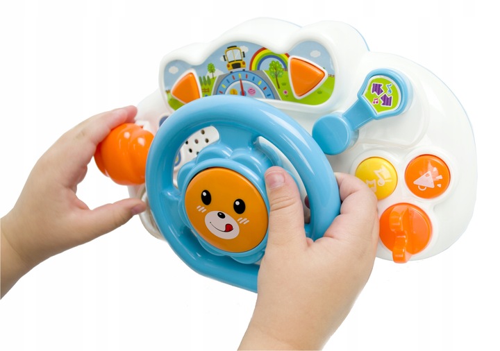 INTERAKTYWNA KIEROWNICA MALUCHA DO ZABAWY DLA DZIECI ŚWIECI GRA DO WÓZKA