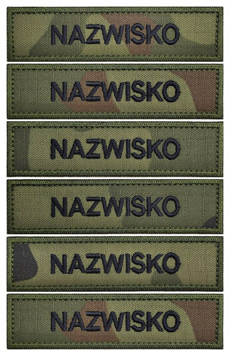 IMIENNIK nazwisko na mundur x 6 szt. ramka KHAKI, identyfikator na RZEP