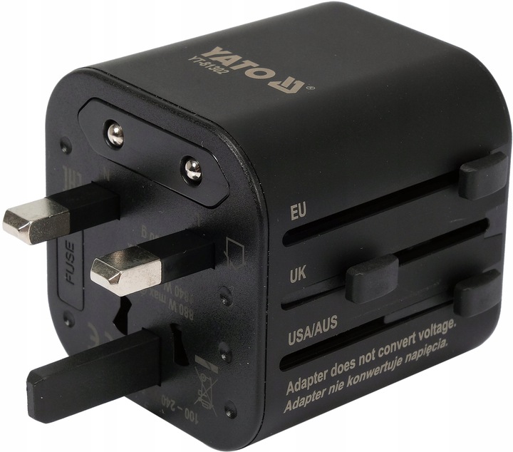 Uniwersalny podróżny adapter sieciowy YATO YT-81302 dla ponad 150 krajów