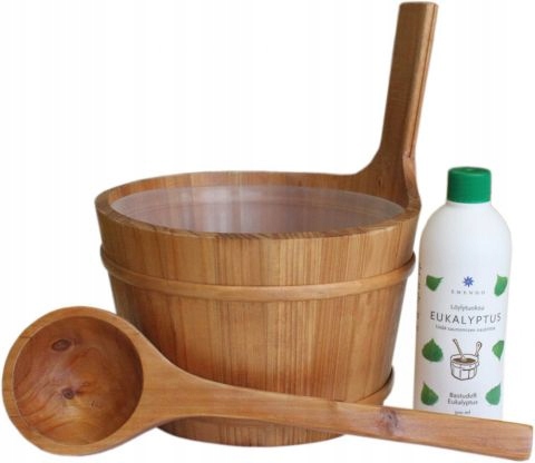 Sauna ceber + chochla + aromat Emendo eukaliptus