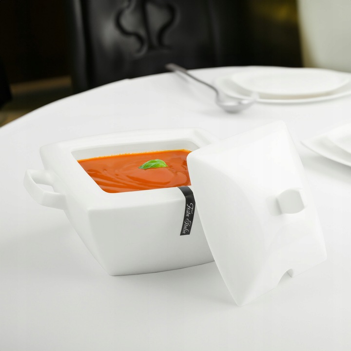 WAZA DO ZUPY BIAŁA 3,8L Z POKRYWKĄ WAZA DO ROSOŁU BARSZCZU BIAŁA