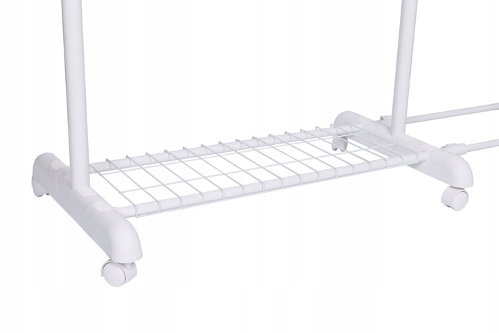 WIESZAK NA UBRANIA BUTY KÓŁKACH STOJĄCY STOJAK SKANDYNAWSKI BIAŁY