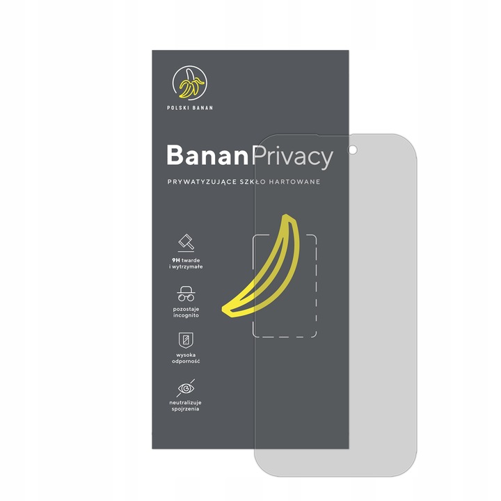 Szkło hartowane prywatyzujące 9H BananPrivacy do Apple iPhone 14 Pro