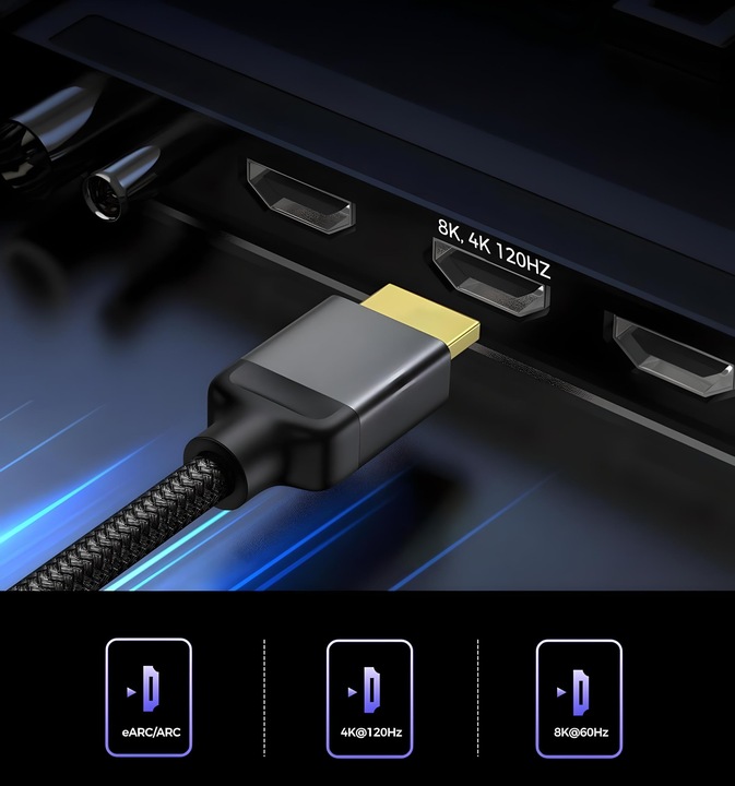 Kabel HDMI 2.1 Ultra High Speed 8K 60Hz 4K 120Hz UHD 3M PS5 Xbox eARC