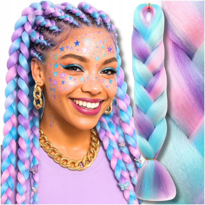 ZESTAW 6 SZTUK WŁOSY SYNTETYCZNE DO WARKOCZYKÓW KOLOROWE OMBRE