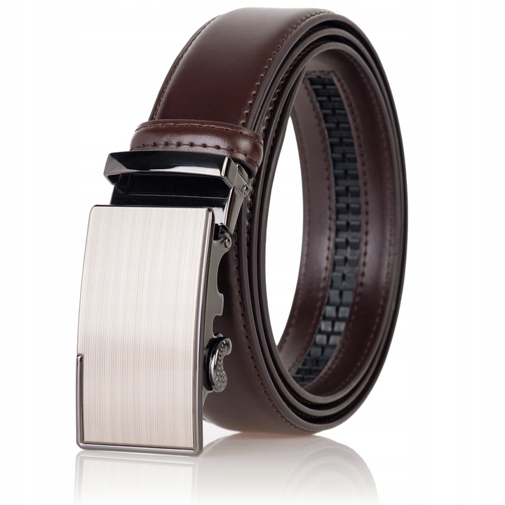 Pasek SKÓRZANY Męski Automat BRĄZOWY spodni klamra