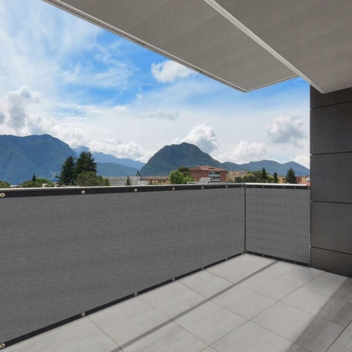 OSŁONA NA BALKON 97% SZARA NA TARAS PŁOT MATA BALKONOWA Z OKUCIAMI