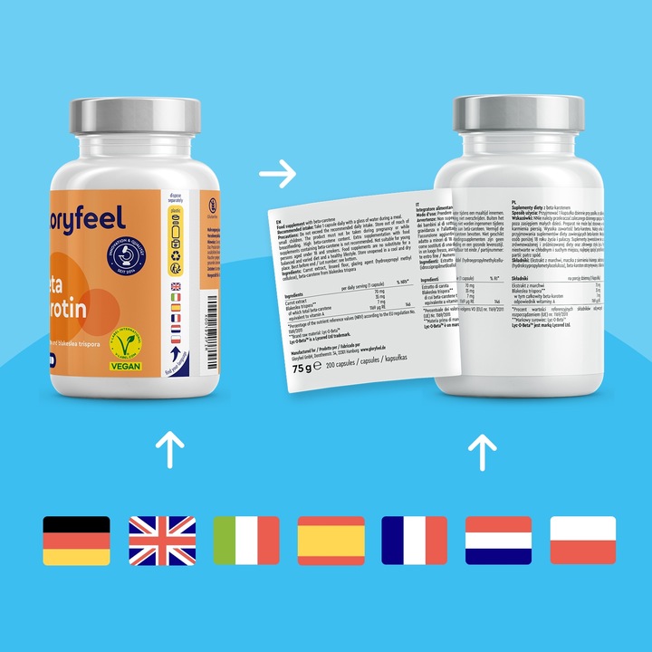 BETA KAROTEN SUN - 200 wegański kapsułek naturalny BETA KAROTEN gloryfeel