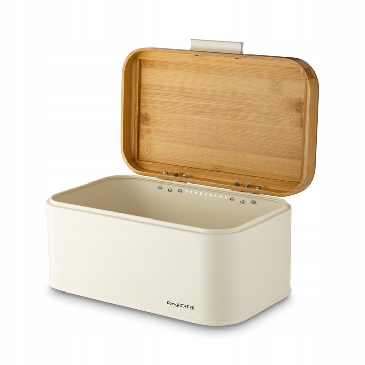 CHLEBAK STALOWY Pokrywa BAMBUSOWA POJEMNIK na PIECZYWO CHLEB BUŁKI