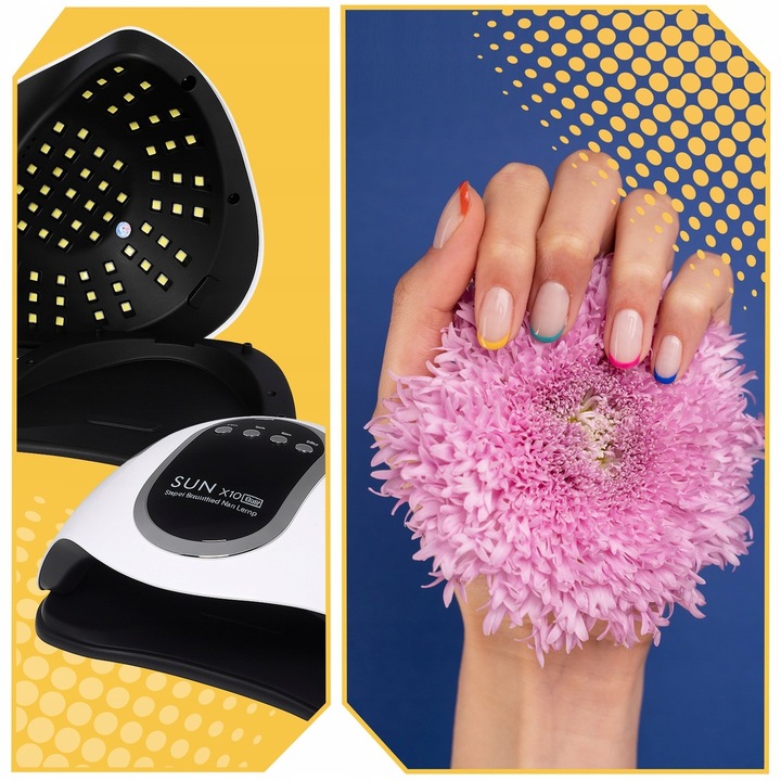 Mocna Lampa Do Paznokci Hybryd Żeli UV LED Sun x10 Max LCD Z Rączką