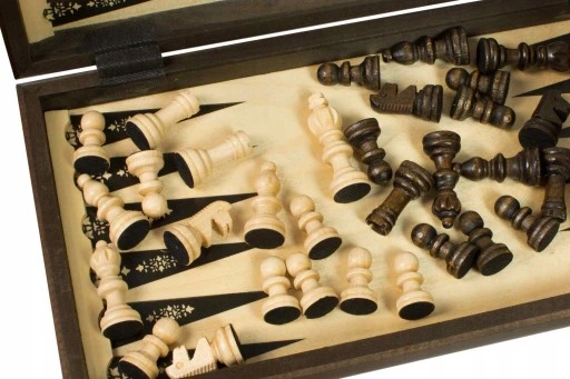 GRY DREWNIANE 3w1 = SZACHY + WARCABY + BACKGAMMON