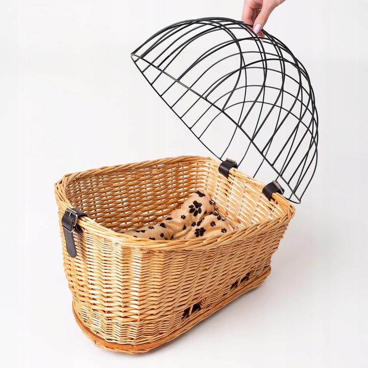 KOSZ ROWEROWY WIKLINOWY NA BAGAŻNIK TRANSPORTER TYLNY KOSZYK DUŻY PODUSZKA