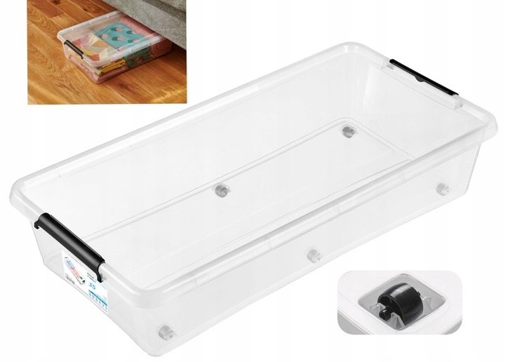 Pojemnik 35 l plastikowy pod łóżko z pokrywą kółkami szuflada XL