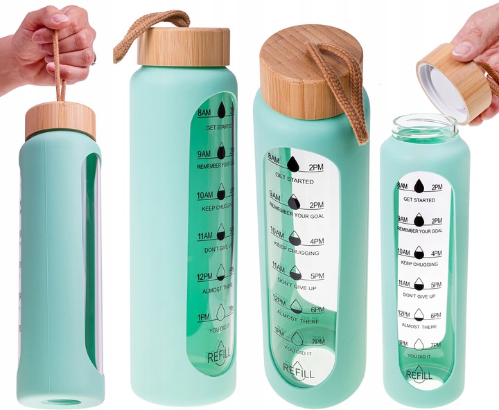 BIDON BUTELKA SZKLANA SZCZELNA NA WODĘ KUBEK POJEMNIK NA NAPÓJ SHAKER 1L