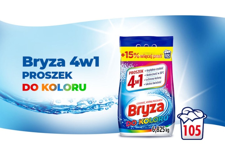 BRYZA 4w1 Proszek Do Prania KOLORÓW Czystość Świeże Pranie 6,825 kg