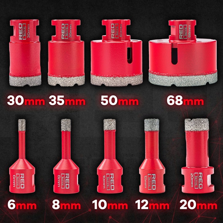Zestaw 9 OTWORNIC Koronek 6-68 mm Otwornica Diamentowa Adapter HEX M14