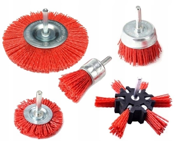 ZESTAW SZCZOTEK NYLONOWYCH DO WIERTARKI WKRĘTARKI STALI METALU DREWNA 5 szt