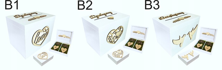 Białe pudełko skrzynka na ślub i wesele komplet zestaw obrączki i koperty