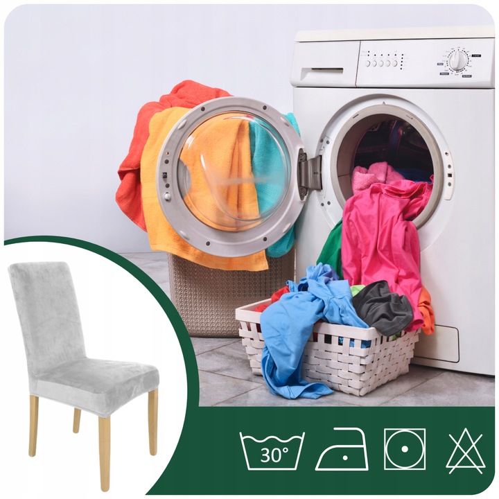 ZESTAW 6 SZT. POKROWCE POKROWIEC NA KRZESŁO JASNY SZARY WELUR ELASTYCZNY