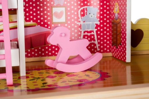 Drewniany Domek dla Lalek + Meble i Taras LED XXL