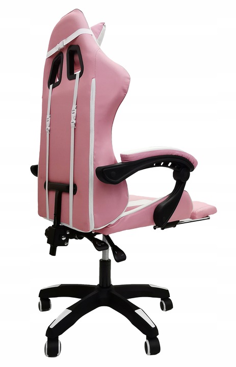 FOTEL GAMINGOWY GRACZA BIUROWY KOMPUTEROWY MASAŻ PODNÓŻEK KG104 RÓŻOWY