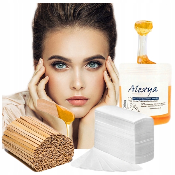 Wosk do wyrywania brwi + Paski + Szpatułki wosk do depilacji brwi z paskami