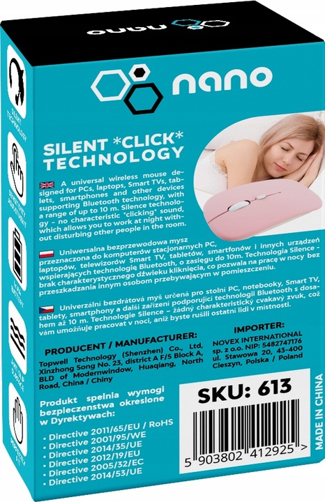 MYSZKA KOMPUTEROWA BEZPRZEWODOWA BLUETOOTH CICHA MYSZ OPTYCZNA