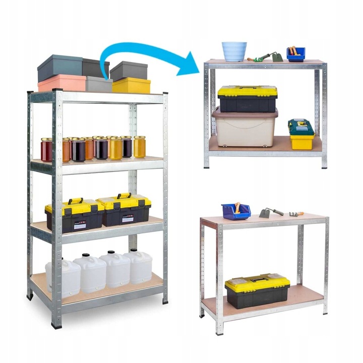 Regał MAGAZYNOWY metalowy DO GARAŻU piwnicy 174x80x40 cm max 700kg 4