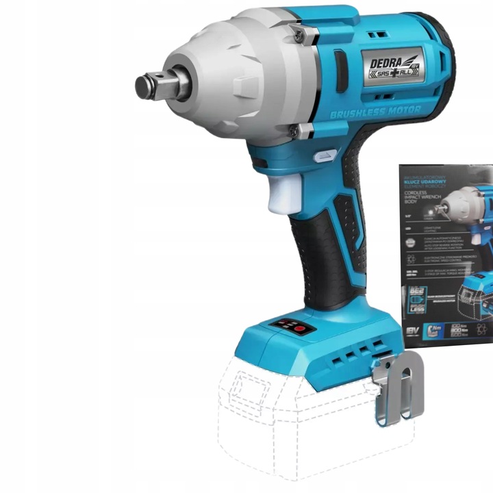 DEDRA KLUCZ UDAROWY 18V AKUMULATOROWY 1/2" 600Nm BEZSZCZOTKOWY DED7157