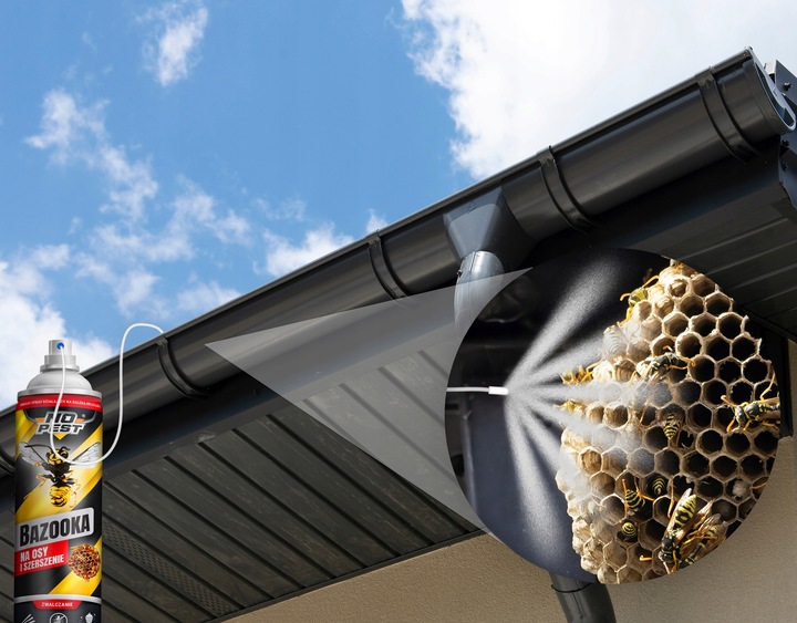 SILNY SPRAY PREPARAT OPRYSK ŚRODEK NA OSY SZERSZENIE GNIAZDA BAZOOKA